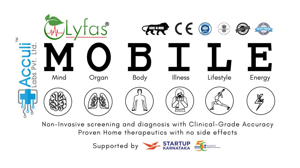 Lyfas Acculi Mind Organ Body Illness lifestyle emotions logo with Lyfas logo